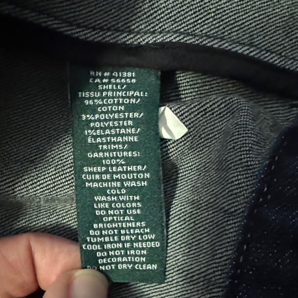 Lauren Ralph Lauren Dark Denim Jacket with Tan Leather Trim - Picture 4 of 6